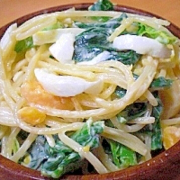 ちょこっとパスタ！「ホウレン草入りサラダ風パスタ」